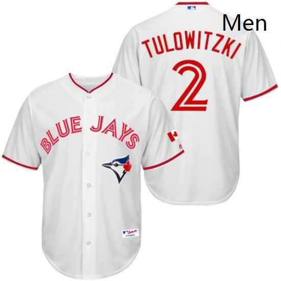 Mens Majestic Toronto Blue Jays 2 Troy Tulowitzki Replica White 2015 Canada Day MLB Jersey